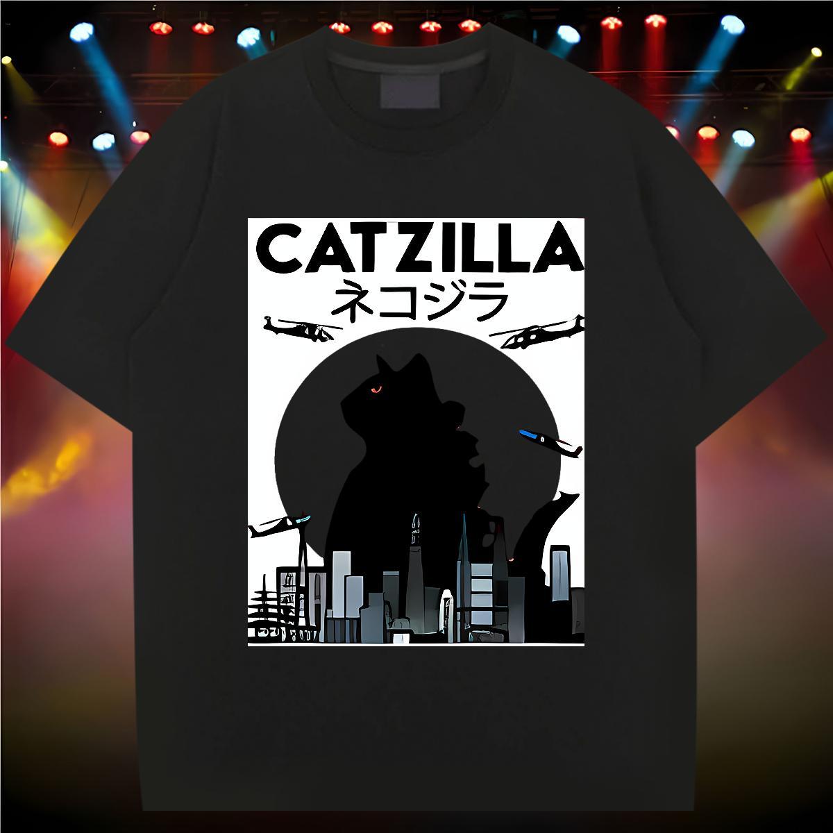 Factory Direct T Shirt For Man 230g 100% Cotton cat Hip Hop Street Tops Shirt Short Sleeve Soft Classic Men Tops Tees Black Oversized