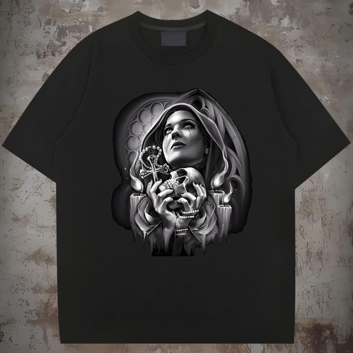 Man T Shirts 100% Cotton 230g nun Street Casual Breathable Short Sleeve Black White Men Tees Customized Unisex Tee Shirt