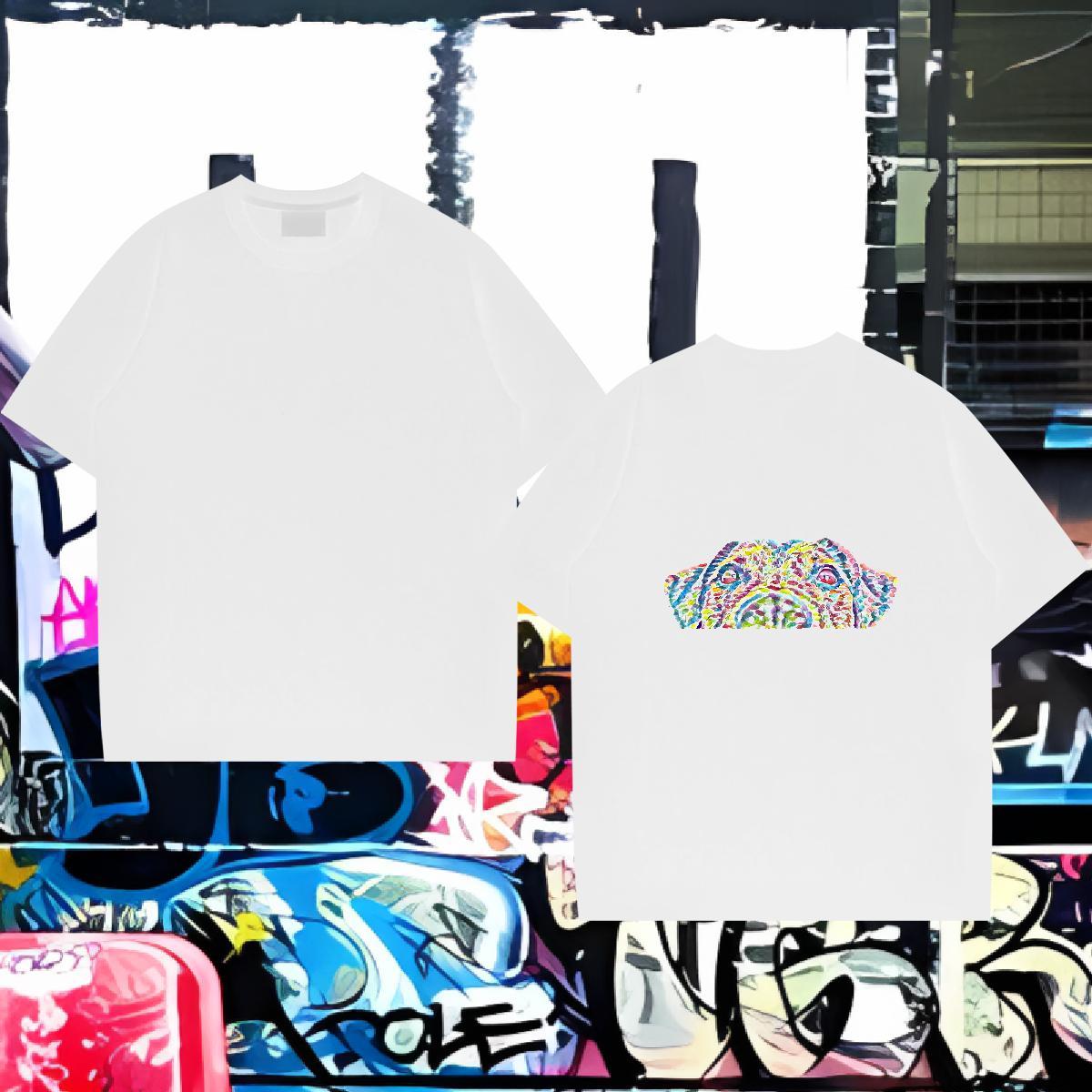 DIY Mens T Shirts 230g 100% Cotton dog Hip Hop Clothings Short Sleeve O-Neck Unisex Men Tees White Plus Size