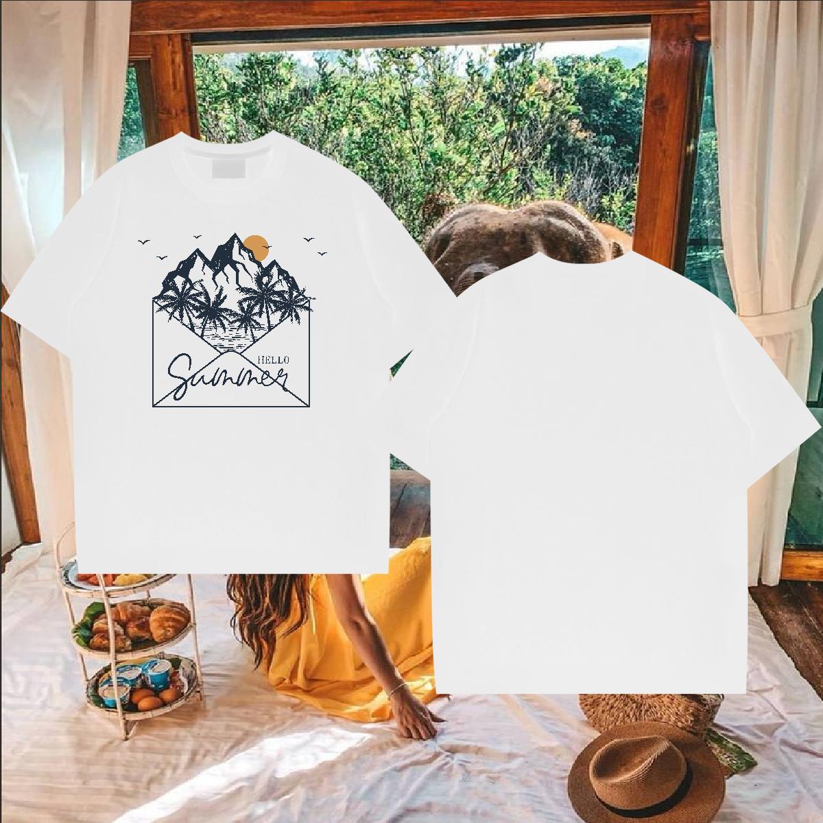 Designer Man T Shirts 100% Cotton 230g sun Outdoor Tops Shirt O Neck Short Sleeves Cool Couples T Shirts White Plus Size