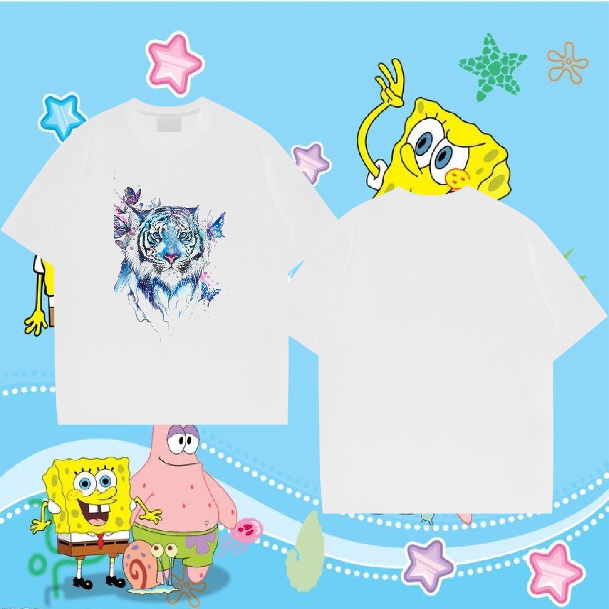 Casual New Men T Shirts 100% Cotton 230g tiger Street Wear Tees Breathable Short Sleeve Comfortable Men Tees Plus Size Cartoon