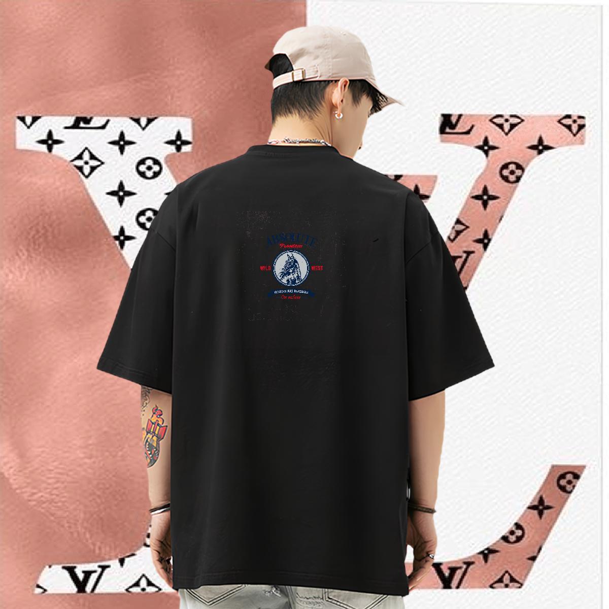 Designer Fashion T Shirts Men 100% Cotton 230g dog Street Tees Breathable Short Sleeve Soft Tshirts Black White
