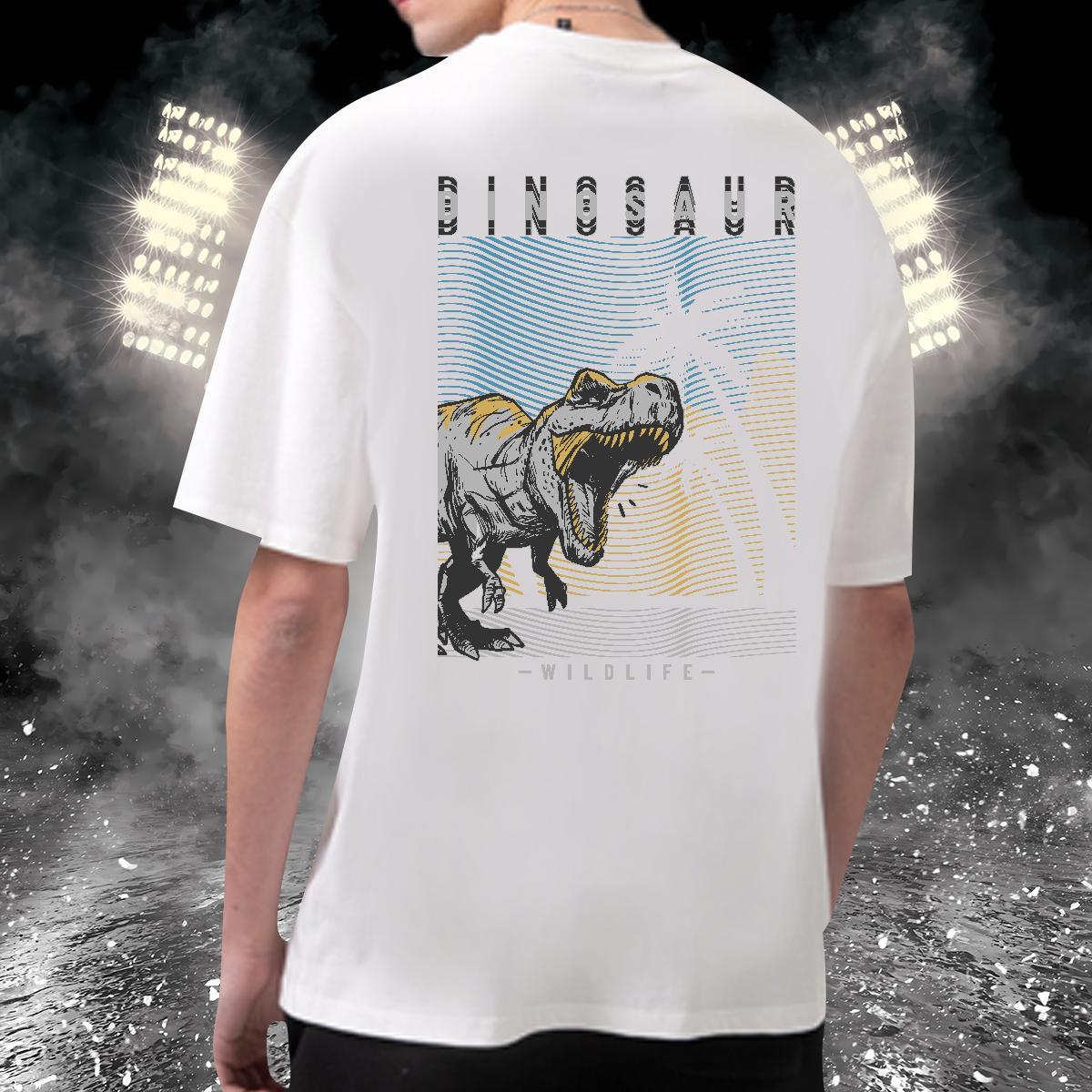 2024 New Men T Shirts 100% Cotton 230g dinosaur Daily Wear Tees Short Sleeve O-Neck Unisex Tshirts DIY Printed