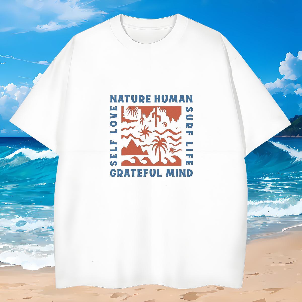 Designer Fashion T-Shirts for Men 230g 100% Cotton tree Casual Beach Tshirts Round Neck Short Sleeve Comfortable Mens Tshirts Floral Print