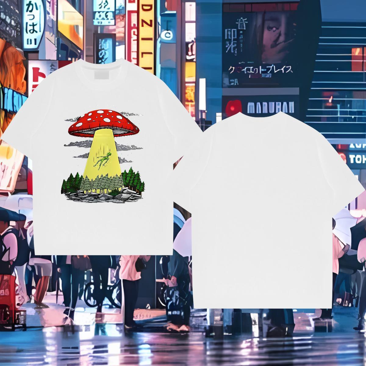 2024 Designer T-Shirts for Men 230g 100% Cotton mushroom Street Clothes Breathable Crew Neck Free Shipping Tshirts Plus Size Custom