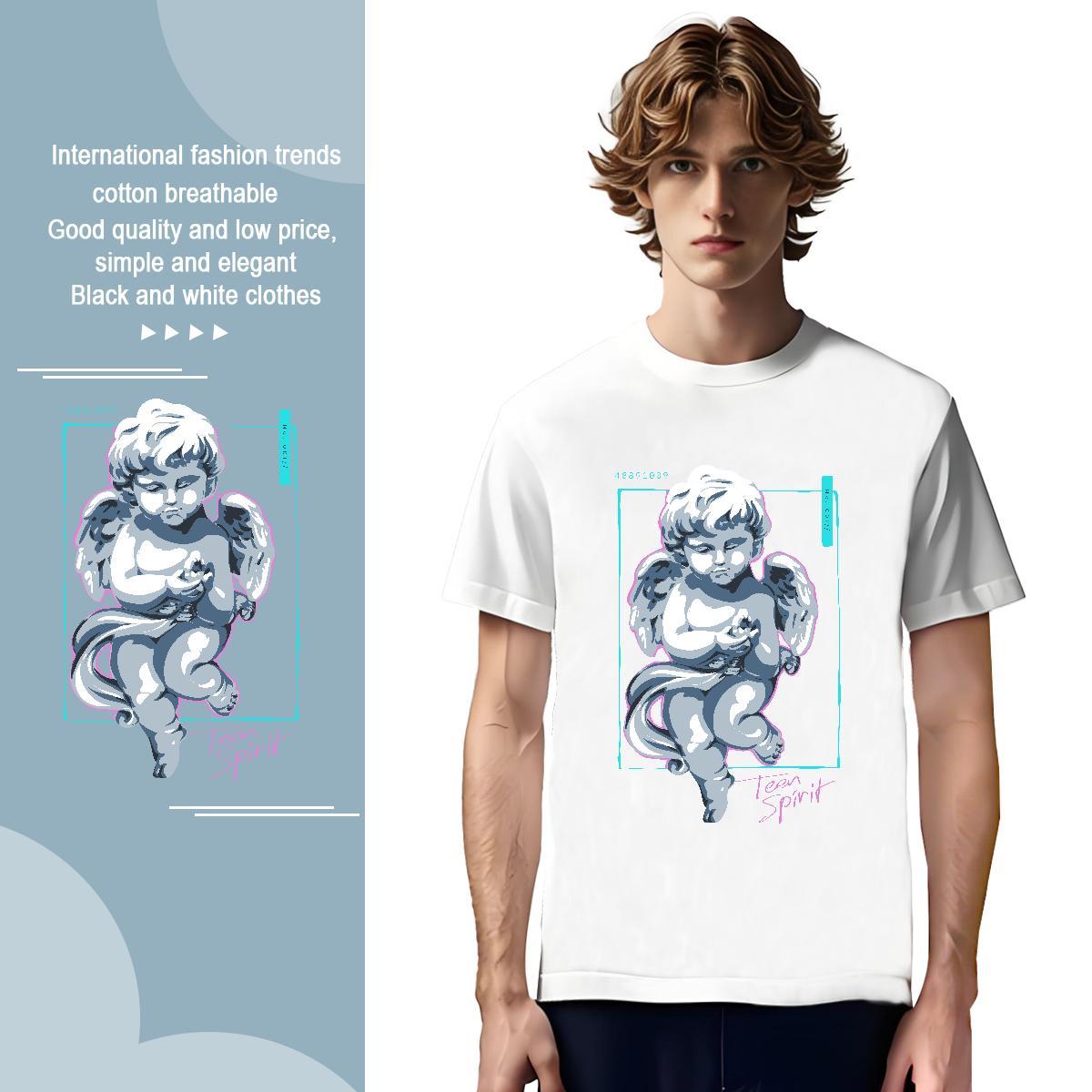 T-Shirts for Men 230g Pure Cotton portrait Street Casual O-Neck Short Sleeve DIY Logo Oversized Men Tshirts Free Shipping High Quality Tees