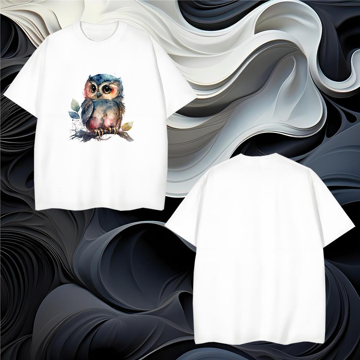 Mens T Shirts 230g 100% Cotton Owl Sports Casual Round Neck Short Sleeve Black Oversized Men Tees Customized High Quality Tees Shirts