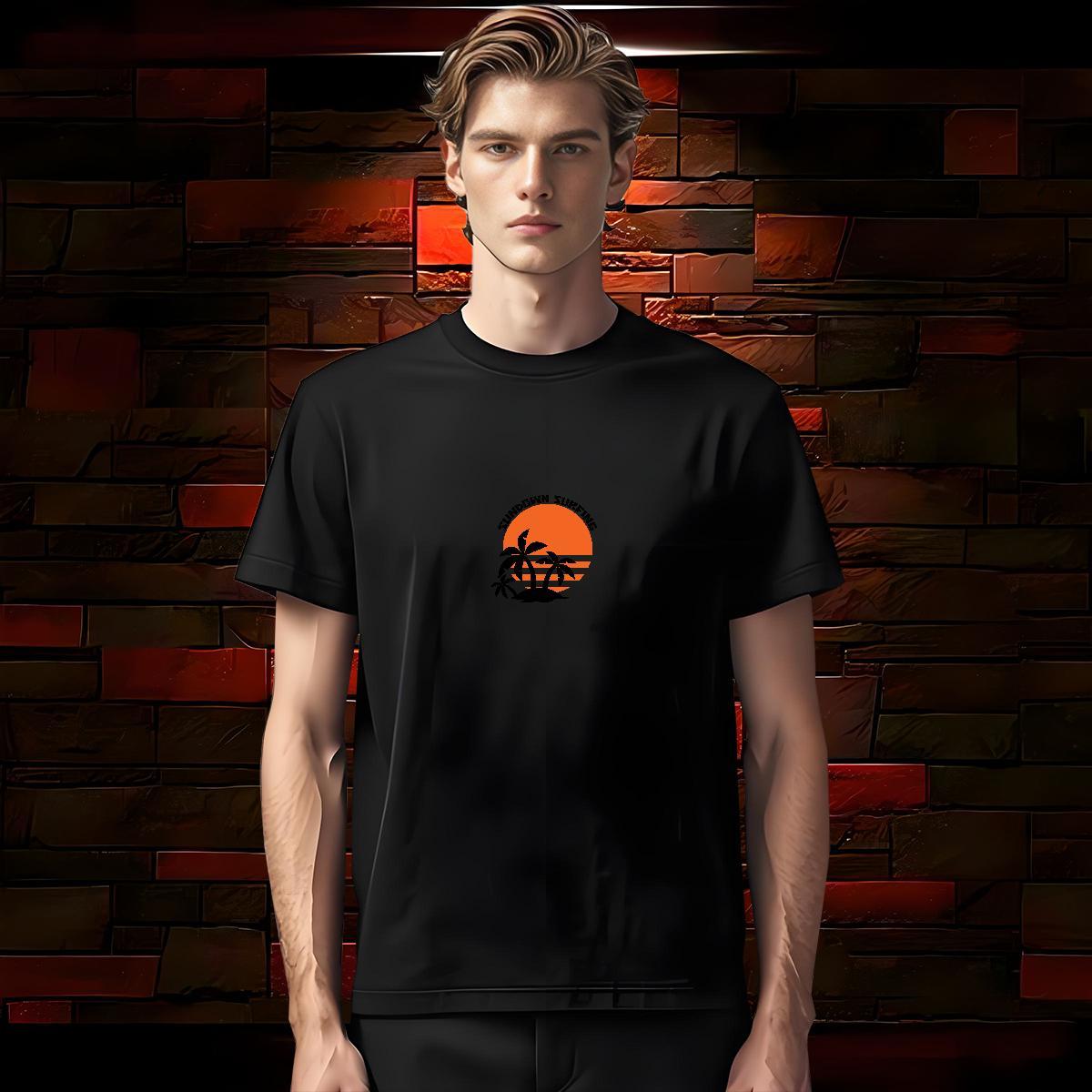 T Shirt For Man 230g Pure Cotton tree Street Wear O-Neck Short Sleeve DIY Men Clothes T-Shirt 2024 Wholesale Tee Shirt