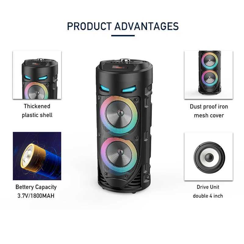 ZQS4239 Outdoor Bluetooth Speakers Wireless Column High Power Stereo Portable Subwoofer with Microphone for Family Party KaraokeM240806