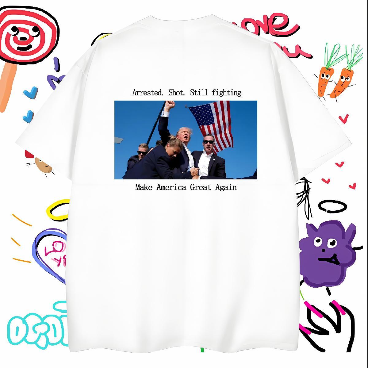 Classic Couples T Shirts 230g Pure Cotton presidential election T shirt Anime Printing Street Breathable Short Sleeve Oversized Fashion Tops Shirt