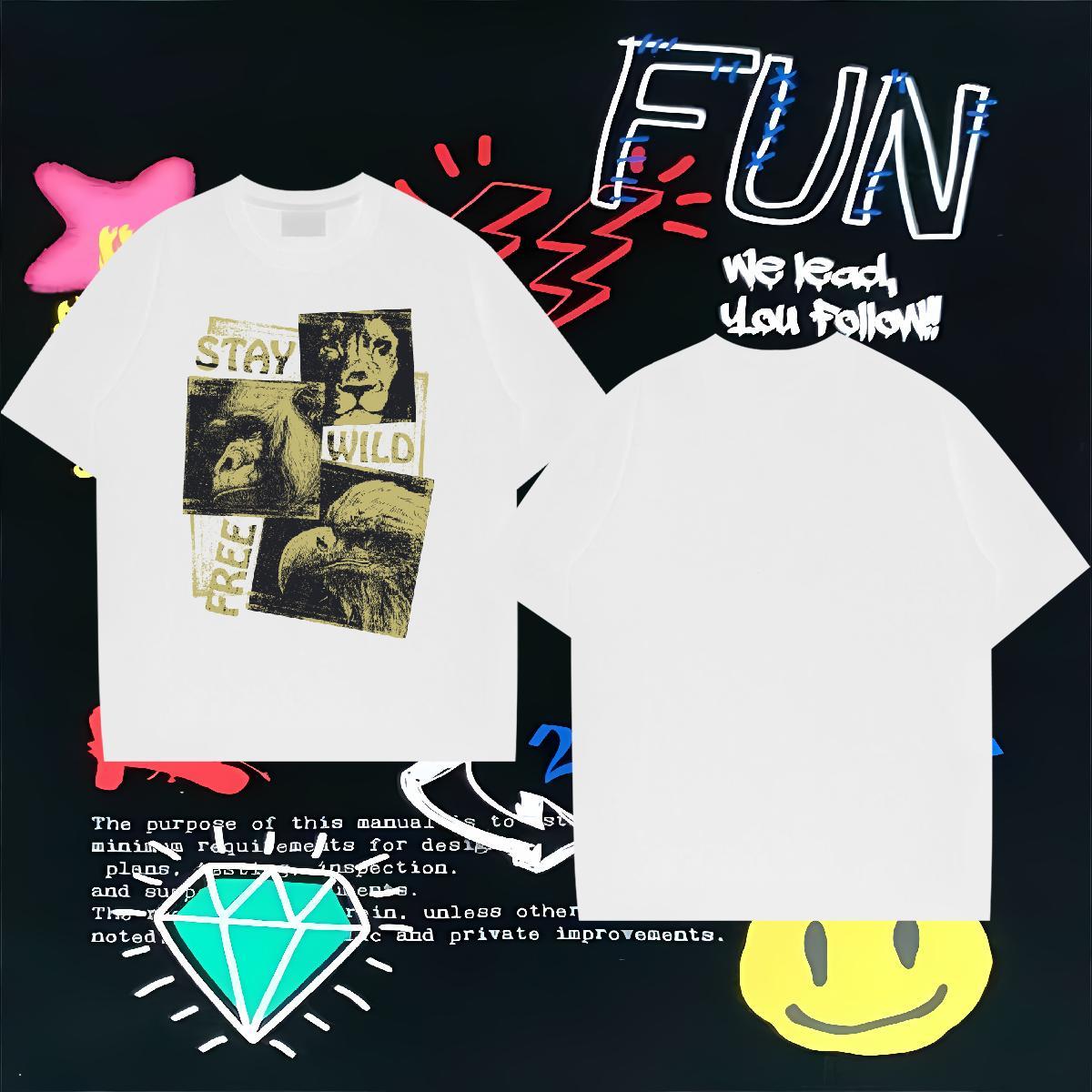 New Mens T Shirts 230g Cotton lion Casual Wear Breathable High Quality Mens Tshirts Custom Print Plus Size