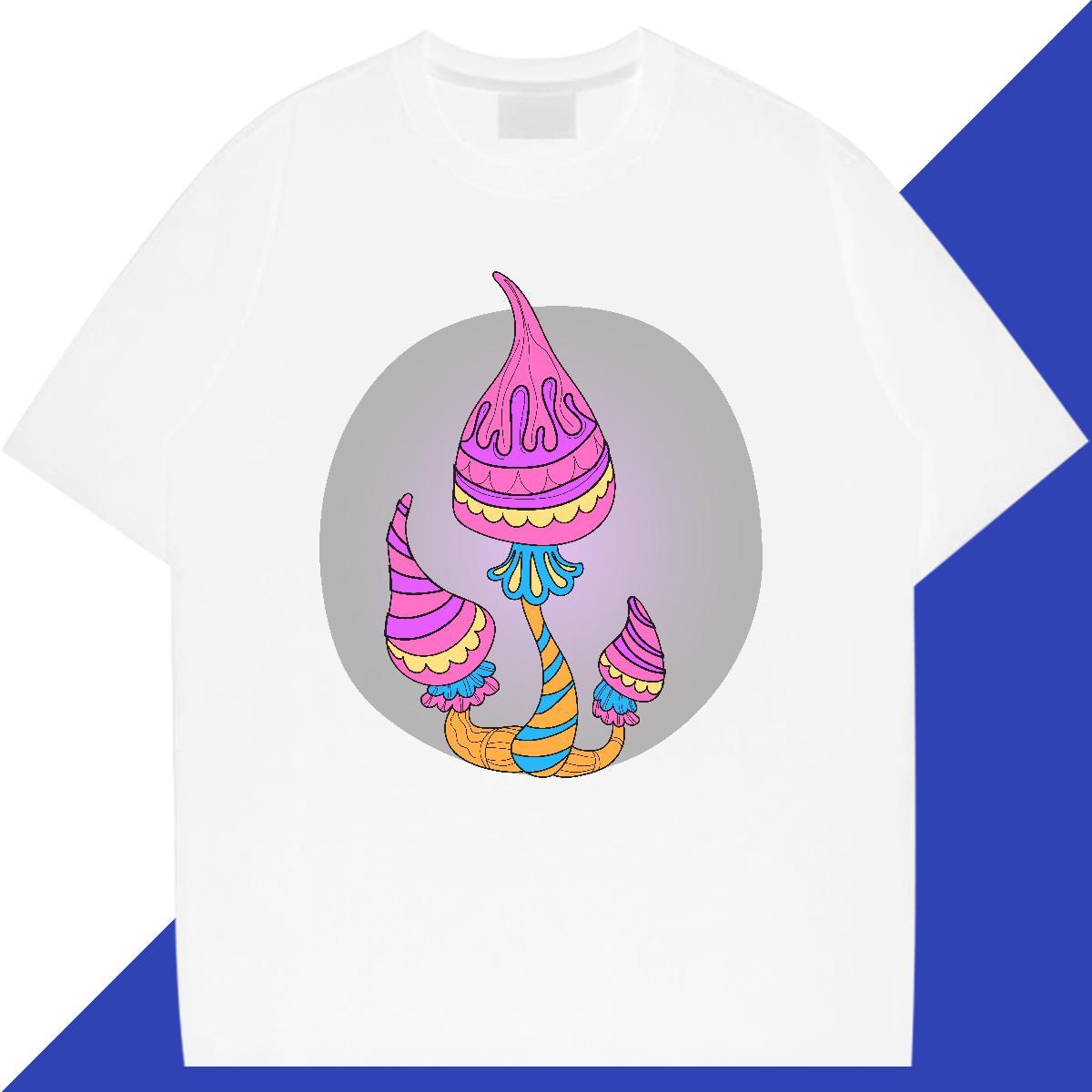 2024 New Men T Shirts 100% Cotton 230g mushroom Outdoor Tops Breathable Short Sleeve Cool Tshirts Skull