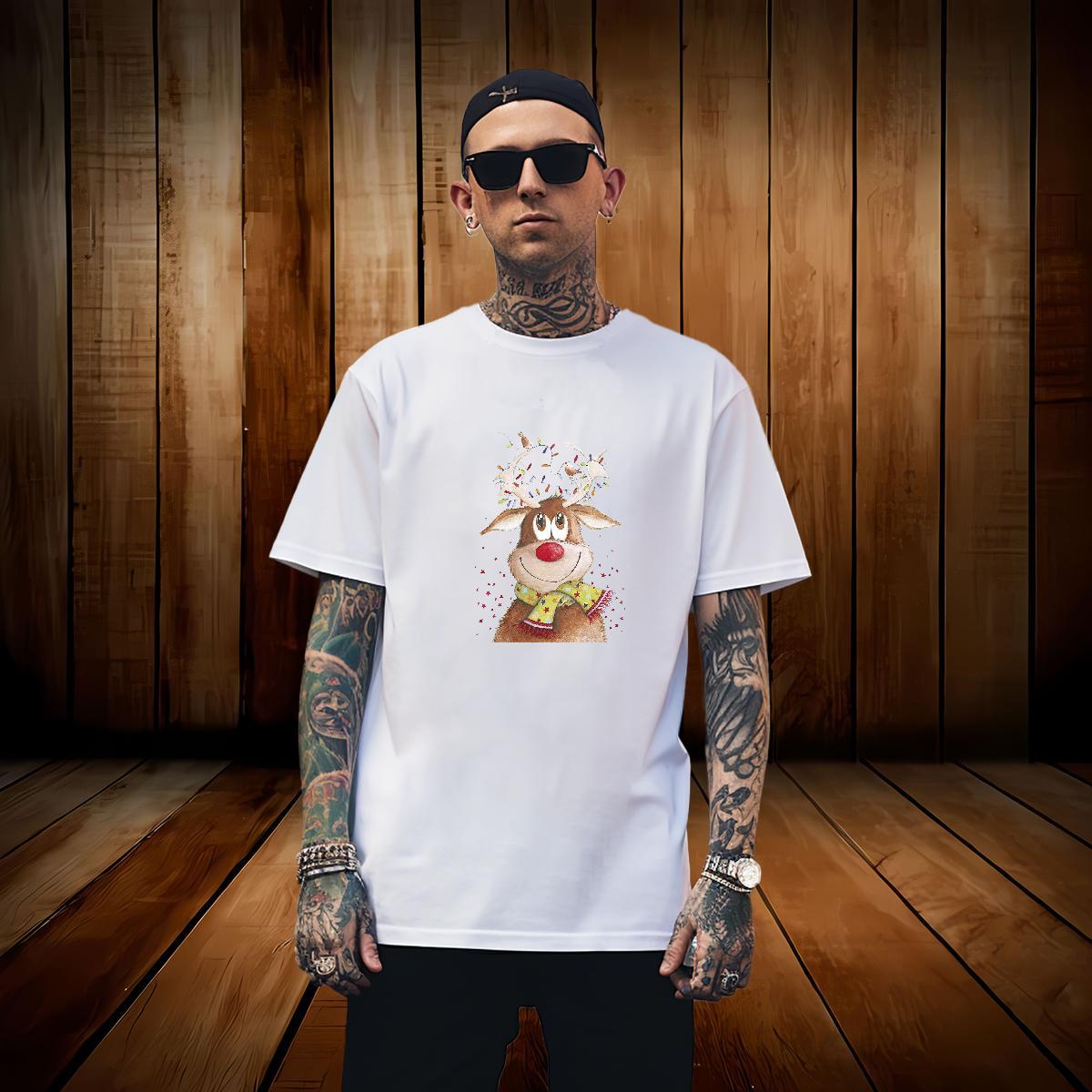 Man T Shirts 100% Cotton 230g Christmas Beach Breathable Crew Neck DIY Men Clothes T-Shirt New Arrival Wholesale Tee Shirt