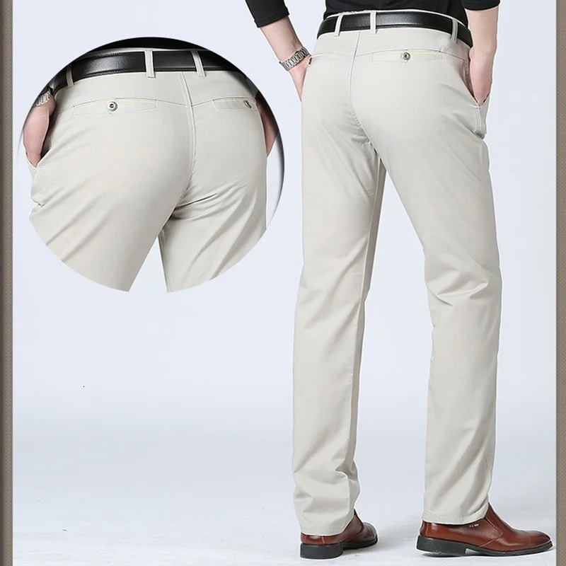 Mens pants cotton casual stretch mens Trouser highquality plus size set 240809