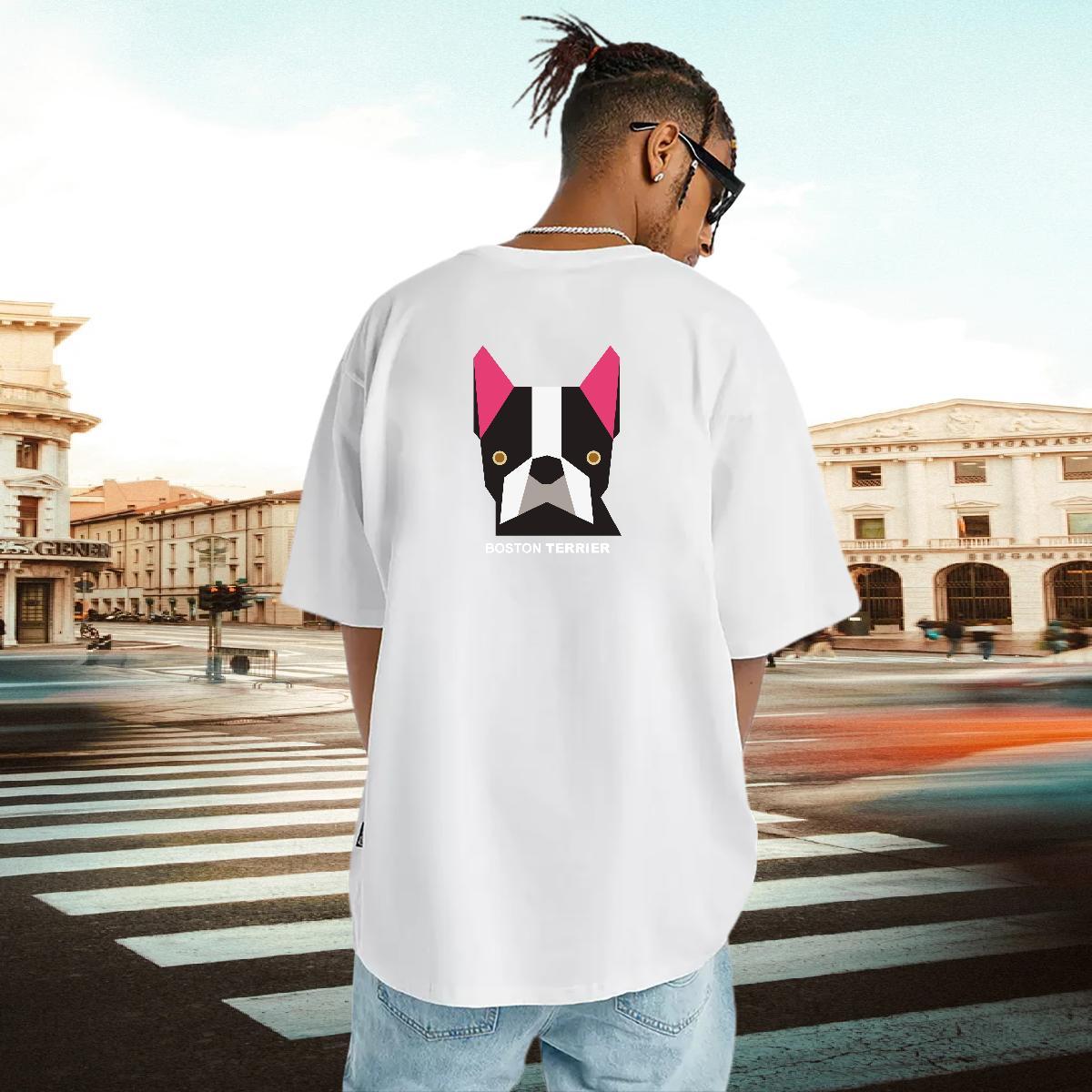 2024 DIY Man T Shirts 230g 100% Cotton dog Street wear Hip Hop Tops Breathable Short Sleeve High Quality Couples T Shirts Cartoon Printing L-4XL