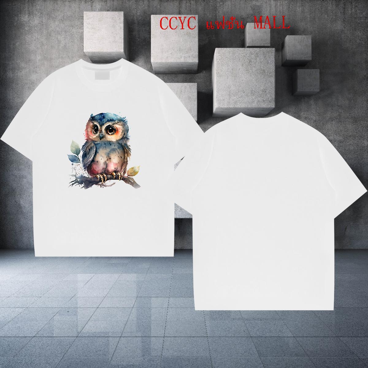 Fashion Design T-Shirts for Men 230g 100% Cotton Owl Casual Tees Shirts Breathable Soft Men Tops Tees Customized Print