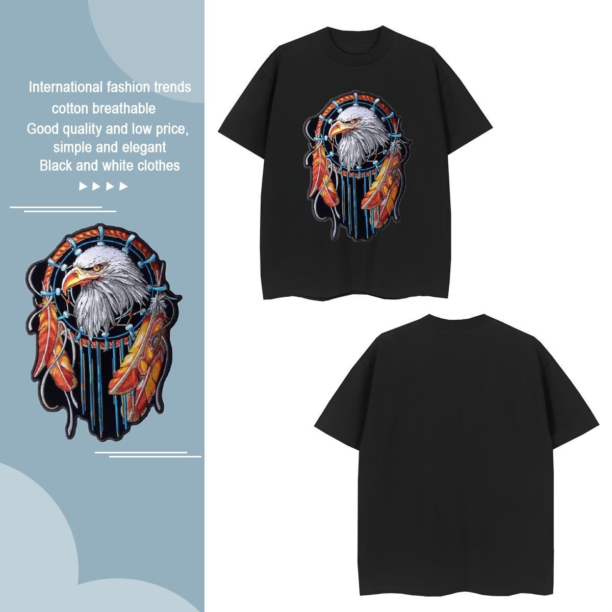 T Shirts Men 230g 100% Cotton eagle Outdoor Crew Neck Breathable Oversized 4XL Men Tops Tees Fashion Designer Cool Design Tees Shirts