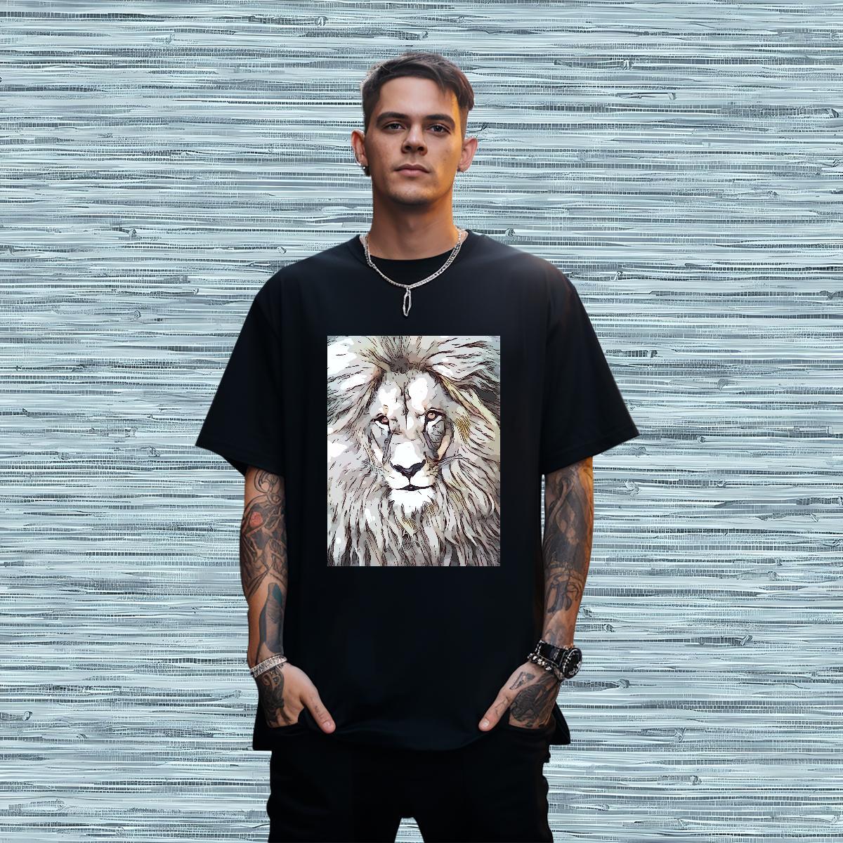 T Shirts Men 230g Cotton lion Hip Hop Breathable Oversized Men Tops Tees Fashion Designer Comfortable Tee Shirt