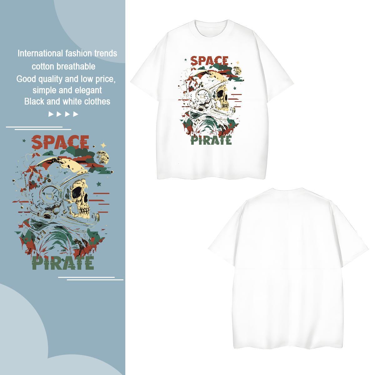 T-Shirts for Men 230g 100% Cotton spaceman Hip Hop Street Breathable Soft Oversized 3XL 4XL Mens Tshirts New Arrival Brand Clothings