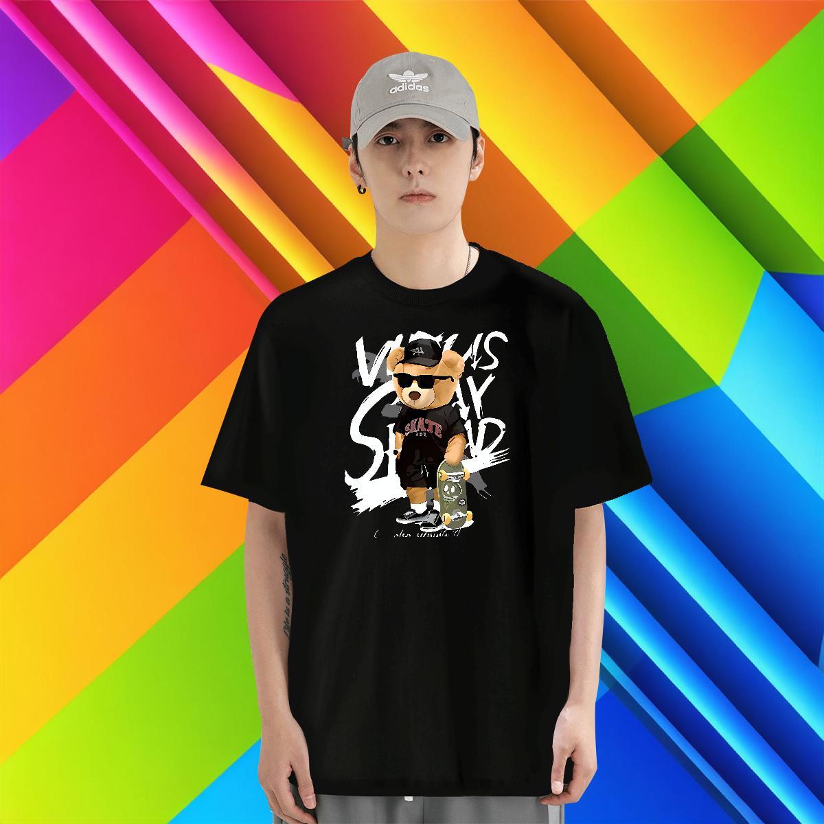 Unisex Tshirts 100% Cotton 230g Sports Casual bear DIY Printed Short Sleeve Soft New Designer T Shirt For Man Tops