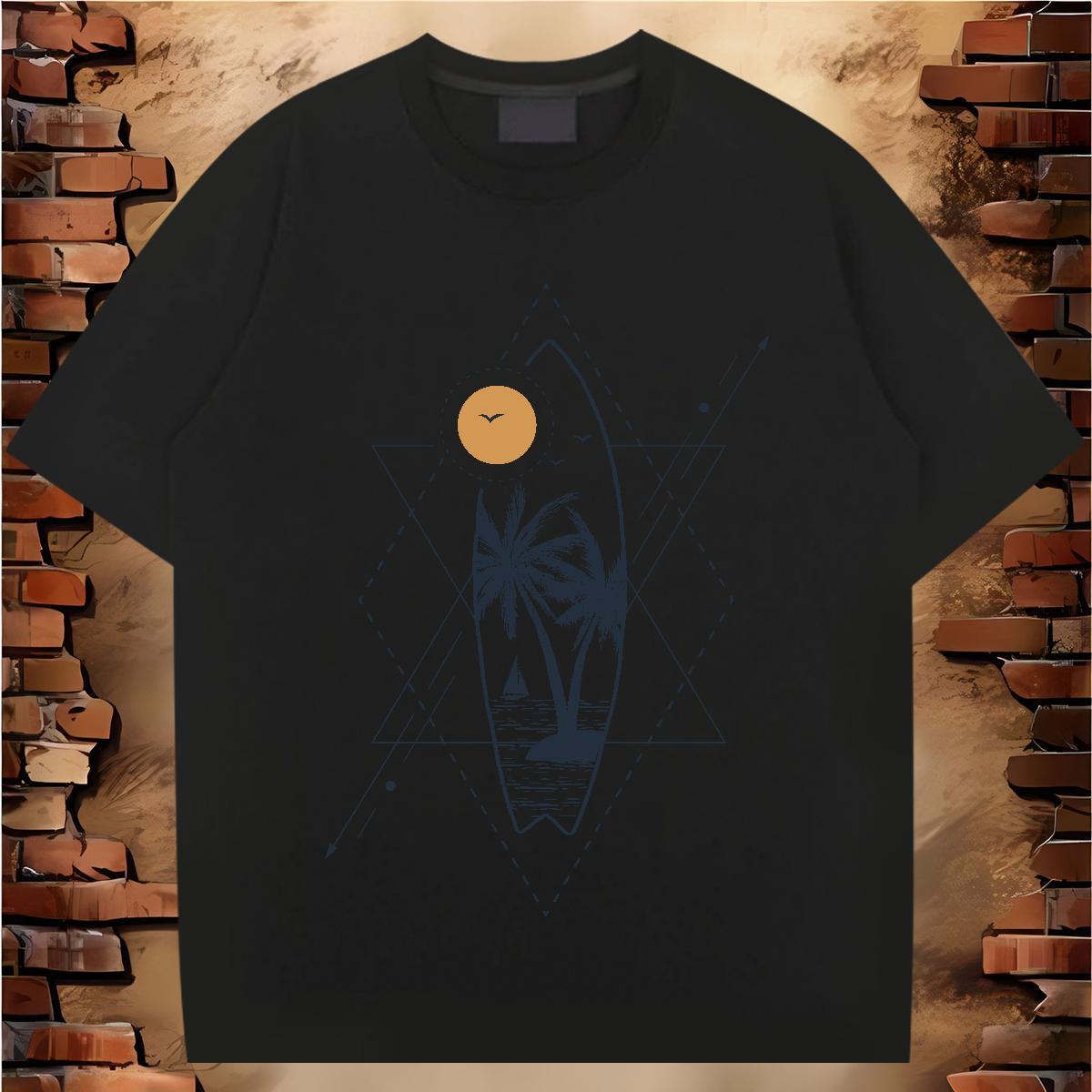 New Designer T-Shirts 230g Cotton tree Casual Beach Clothes Breathable Soft Cool Mens Tshirts Graphic
