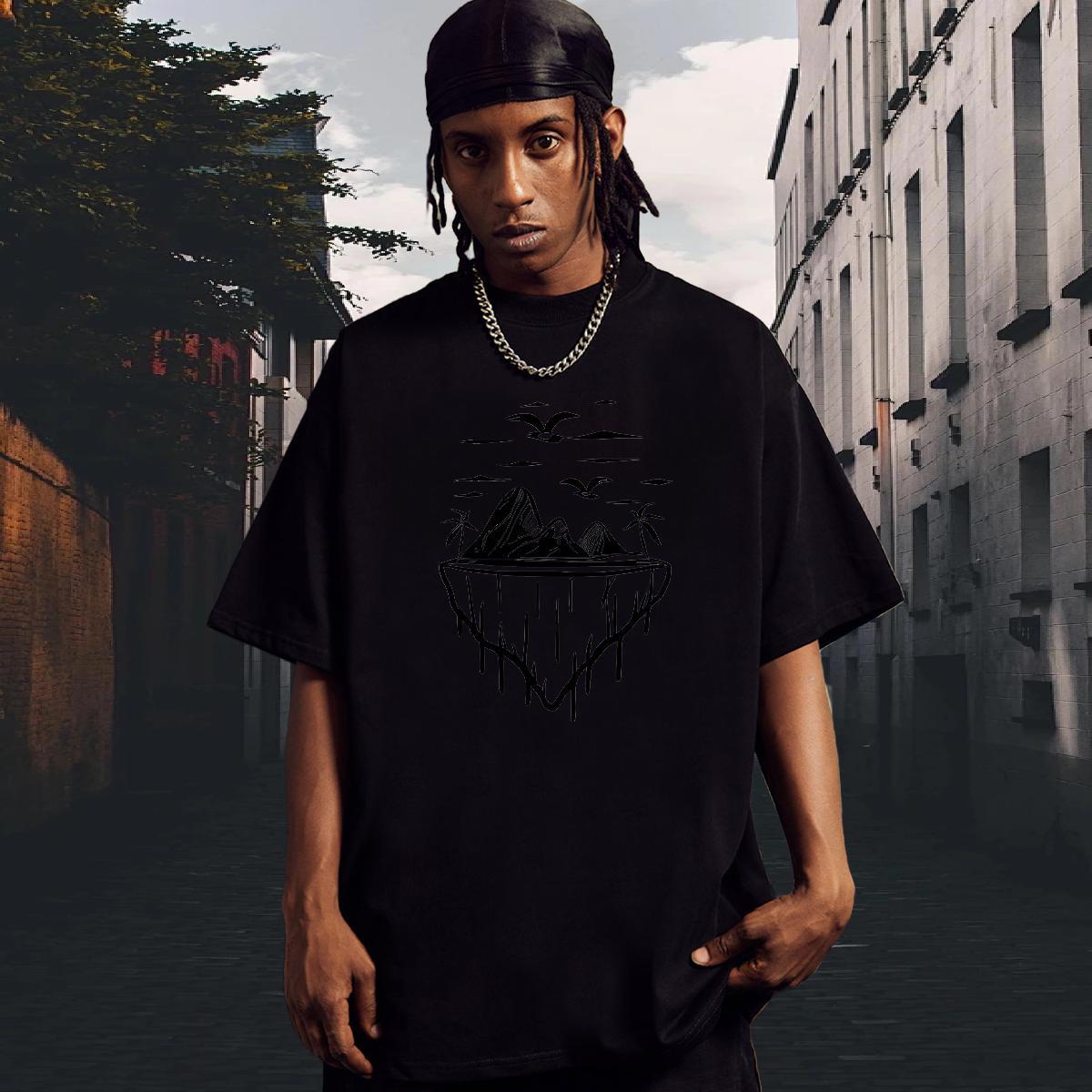 Loose Tshirt for Man Woman 100% Cotton 230g Street Wear mountains Oversized Breathable Short Sleeve 2024 Designer T shirt Polos