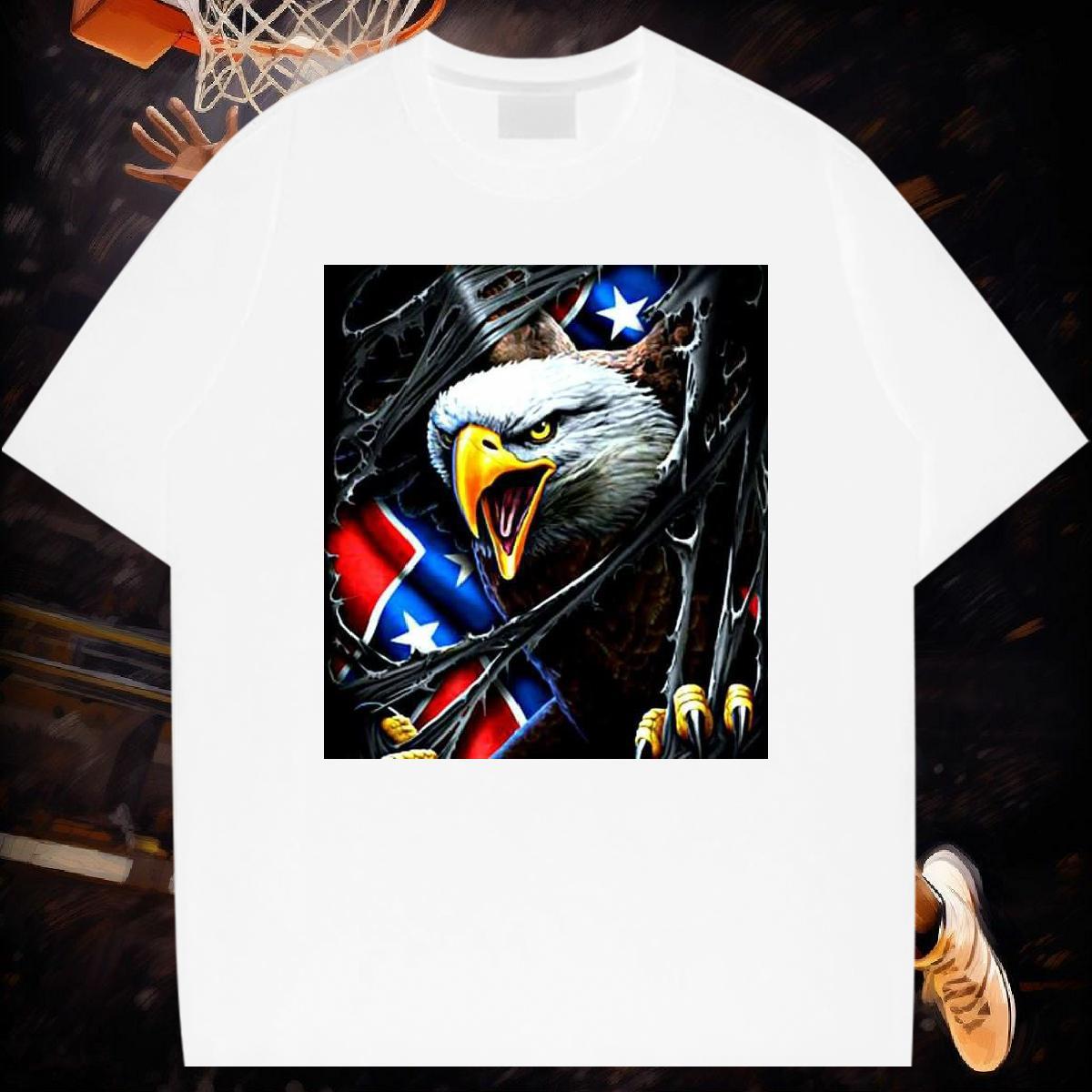 New Designer T-Shirts for Men 230g Pure Cotton eagle Street Tees Short Sleeve Soft Cool Men Clothes T-Shirt Skull