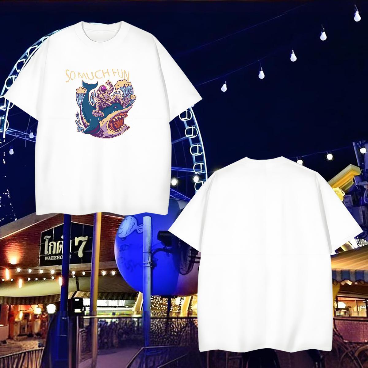 T-Shirts 230g Cotton cosmonaut Beach Pure Cotton DIY Logo Oversized Mens Tshirts Fashion Designer TOP Quality Tees Shirts