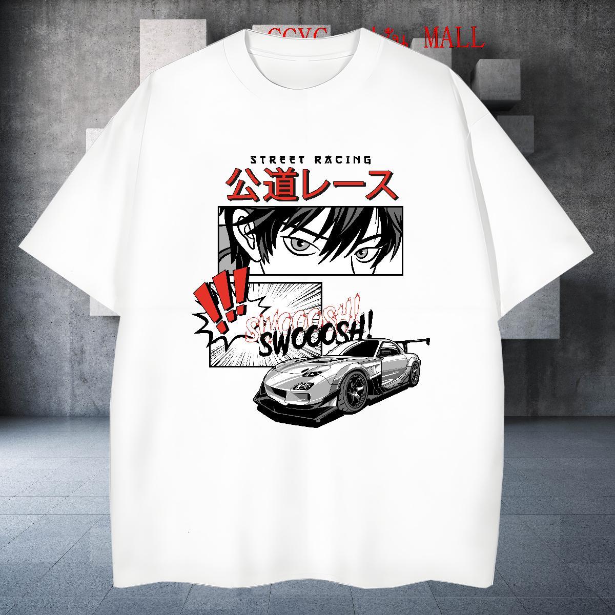 Loose Men Tees 230g Pure Cotton Street Casual car White Plus Size Breathable Short Sleeve Designer Men T Shirts Clothes