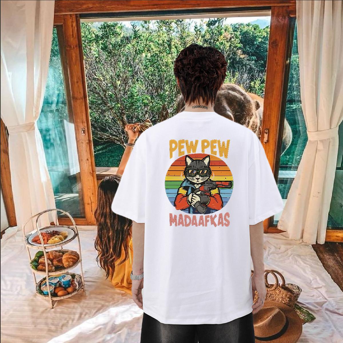 2024 Summer T Shirts Men 230g Cotton Hip Hop Street Polos Short Sleeve Soft Free Shipping Men Tops Tees Black White