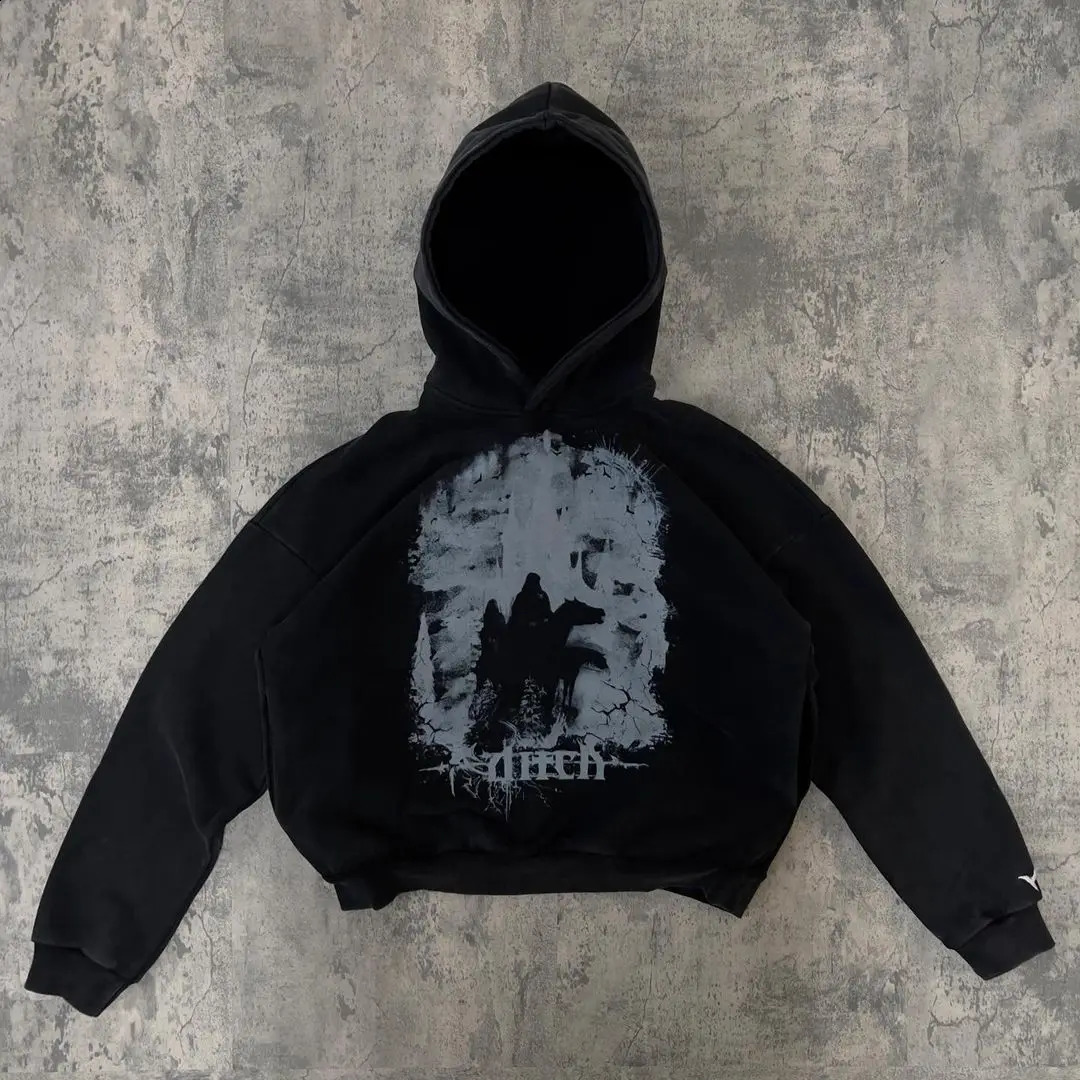 Women Casual Trend Style Hip Hop Retro hooded sweatshirt the autumn and winter seasons print y2k harajuku Korean oversized 240805