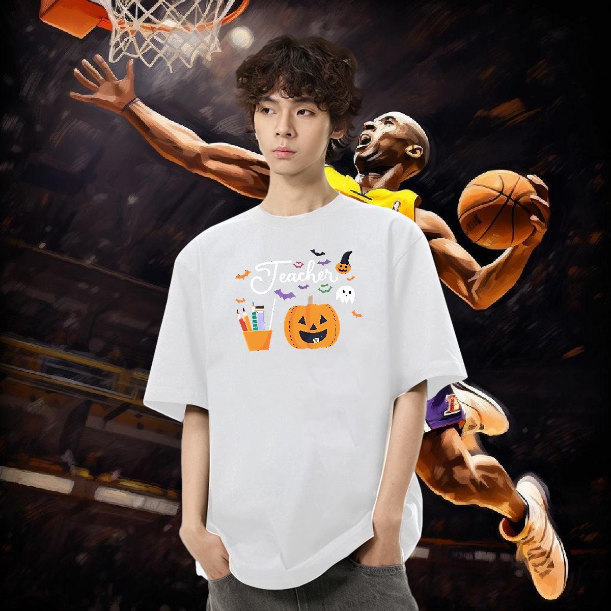 2024 Designer Man T Shirts 230g Pure Cotton halloween Spring Summer Tees O Neck Short Sleeves Classic Tshirt for Man Woman Custom Printed