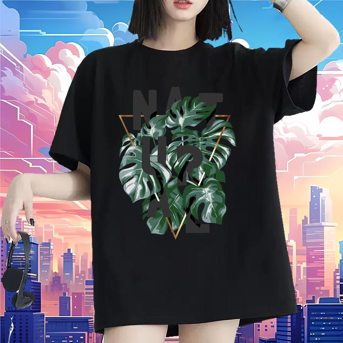 Female Woman T Shirts Breathable Women Tees Anime Print tree Hip Hop Street 230g Cotton New Top Tees