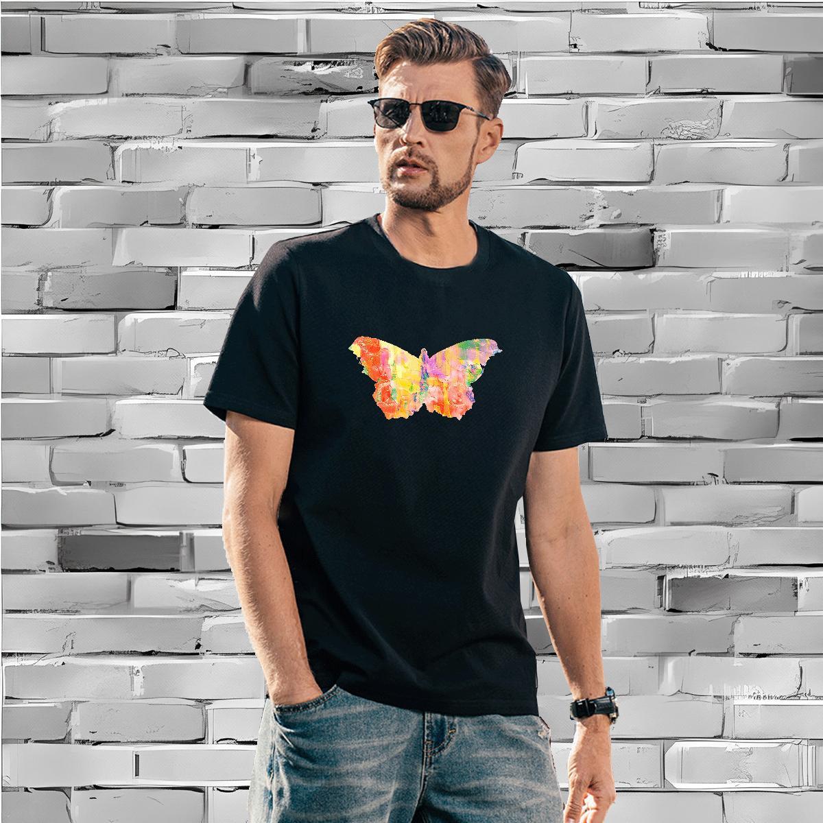 T Shirt For Man 230g 100% Cotton Butterfly Street wear Hip Hop Breathable Crew Neck Black White Men Tshirts Factory Direct Unisex Tops Tees