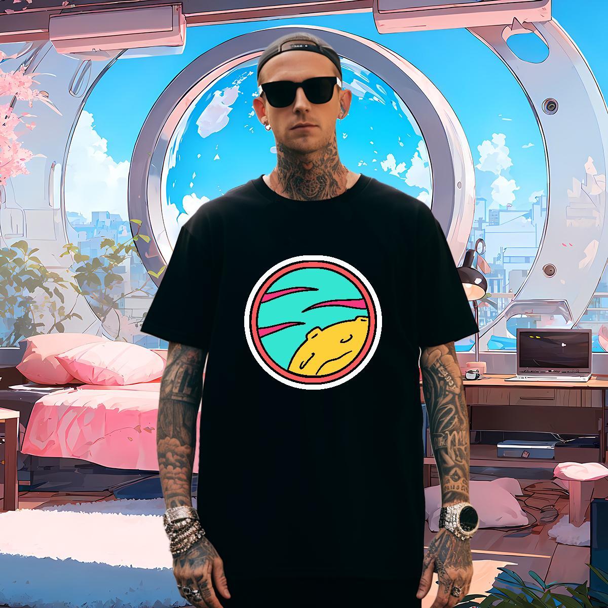 T-Shirts 230g 100% Cotton planet Beach Breathable Crew Neck Custom Print Plus Size Mens Tshirts Wholesale Loose Fit Tops