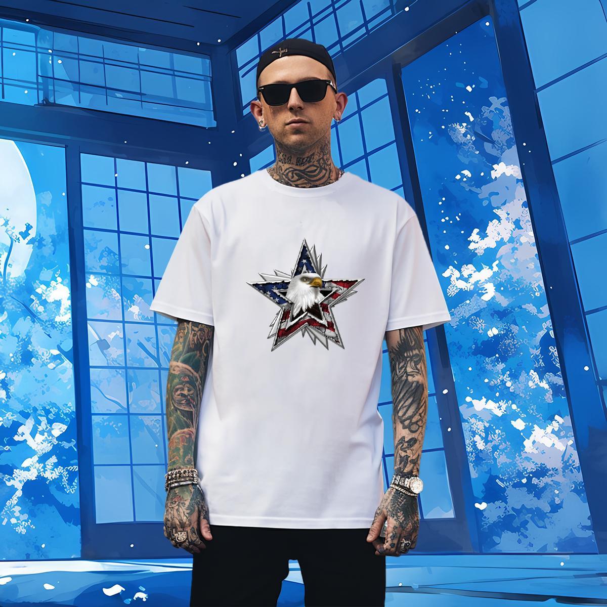 T shirt 230g Cotton eagle Hip Hop O Neck Short Sleeves Oversized 4XL Tshirt for Man Woman Casual New Free Shipping Clothes