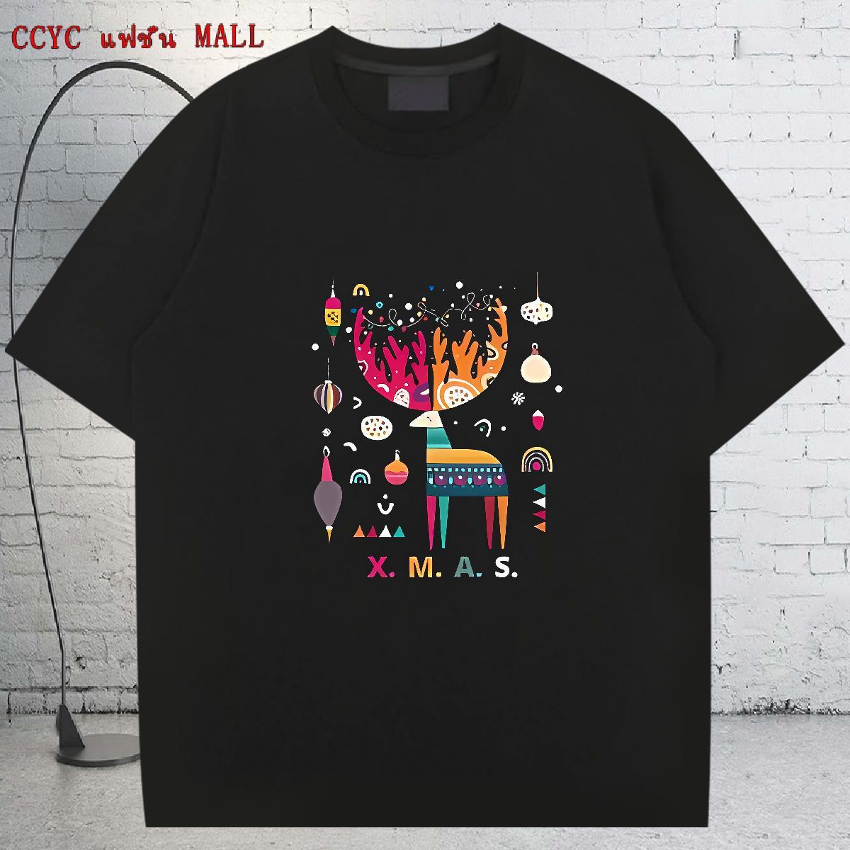 DIY Mens T Shirts 230g Pure Cotton Christmas Anime Printing Street Polos Short Sleeve O-Neck Cool Mens Tshirts Asian Size