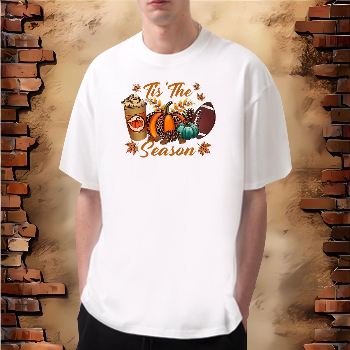 T Shirts Men 230g Cotton pumpkin Daily Outfit Crew Neck Breathable Cartoon Printing L-4XL Men Tees Custom Free Shipping Tshirts