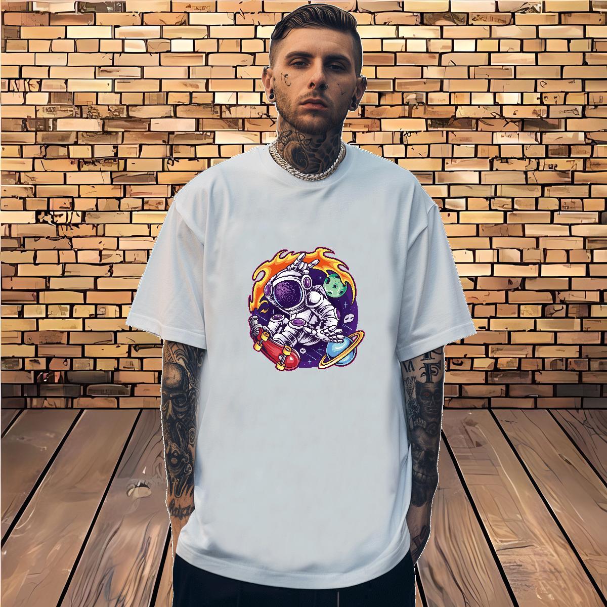 T-Shirts 100% Cotton 230g universe Hip Hop Street Breathable Short Sleeve DIY Mens Tshirts Fashion Design Cool Clothes