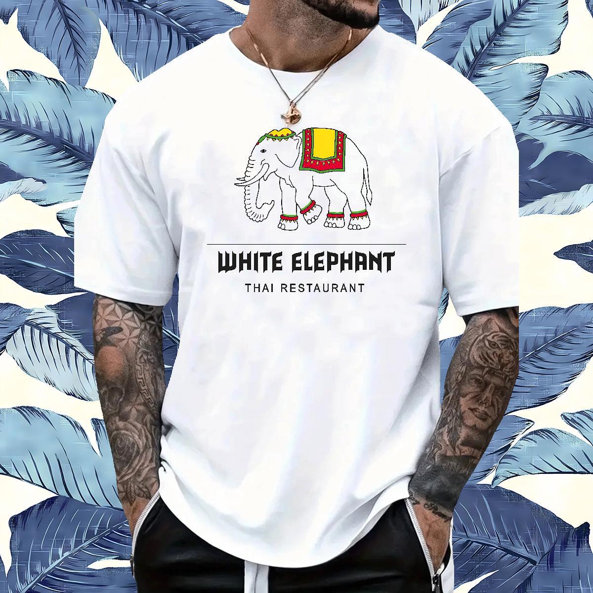 2024 Summer Mens T Shirts 100% Cotton 230g elephant Daily Wear Clothings Breathable Short Sleeve Classic Mens Tshirts White Plus Size