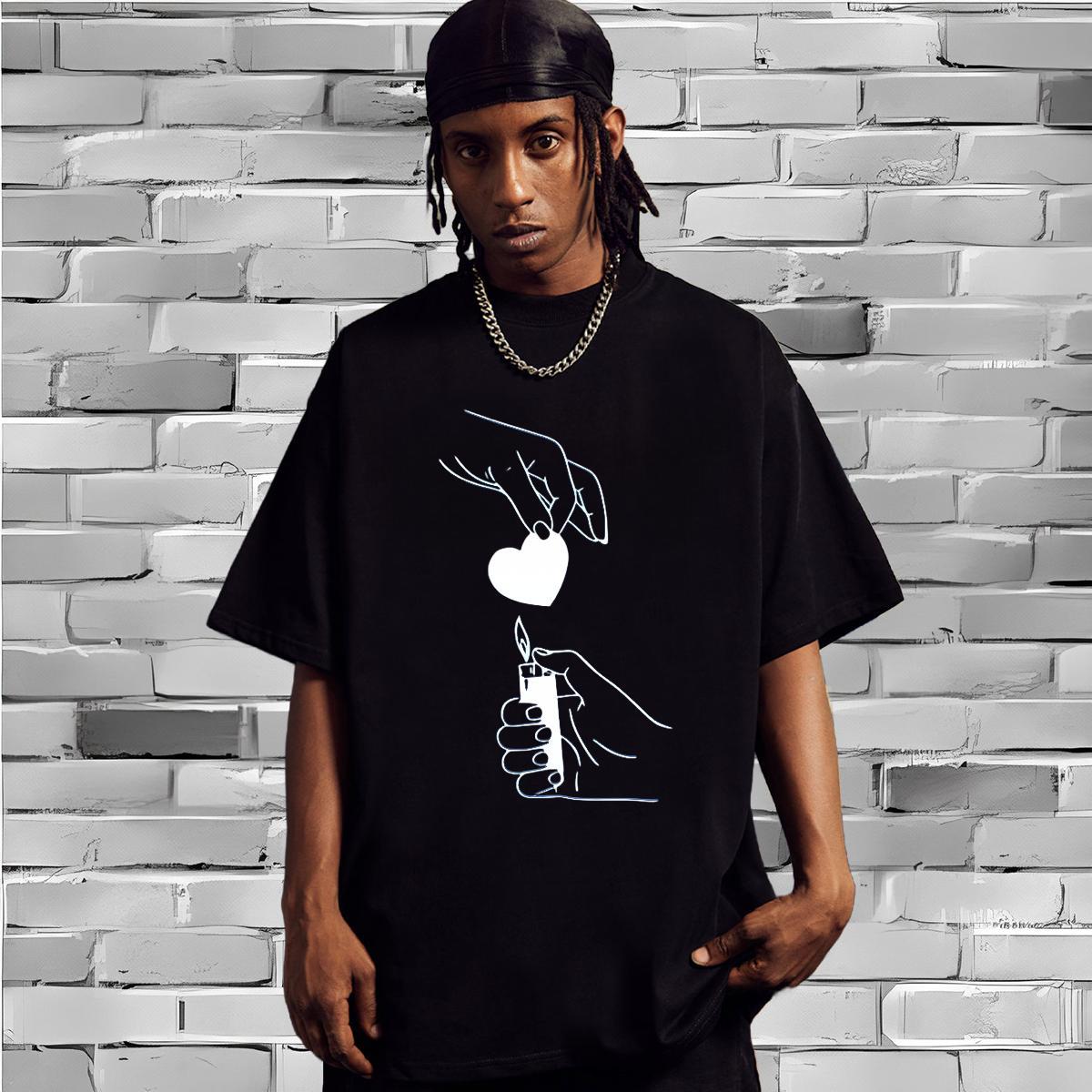 T Shirt For Man 230g Pure Cotton Hand drawn Summer Casual Crew Neck Graphic Tshirt for Man Woman Free Shipping Cool Tops Tees