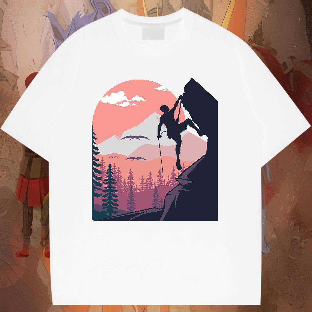 Classic Tshirts 100% Cotton 230g Summer Casual mountains DIY Printed O Neck Short Sleeves Designer Fashion T Shirt For Man Tops Tees