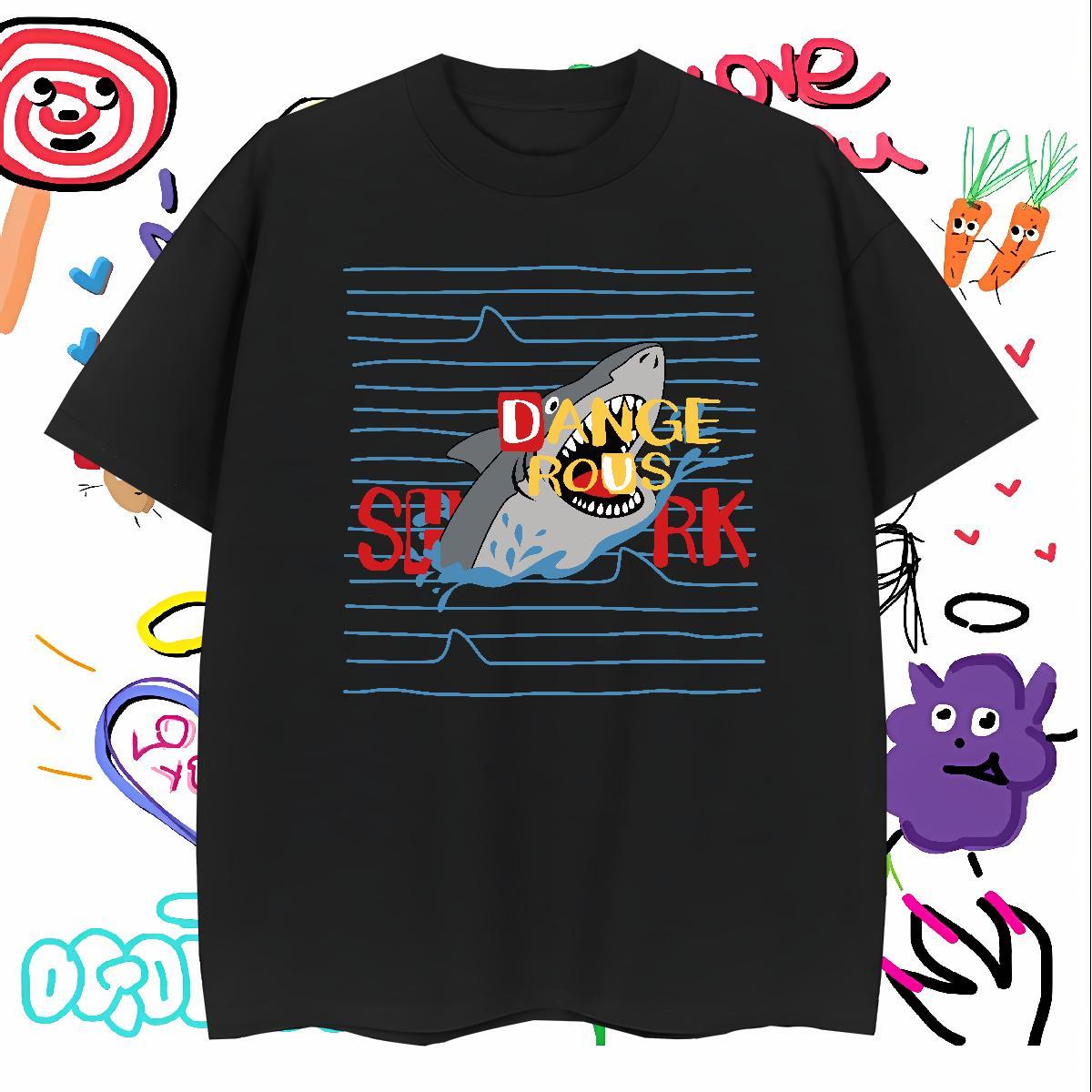 Man T Shirts 230g 100% Cotton shark Outdoor Short Sleeve O-Neck Custom Print Plus Size Mens Tshirts Free Shipping TOP Quality Polos