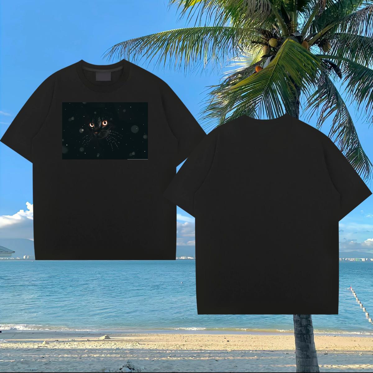 2024 Summer Man T Shirts 230g Cotton cat Outdoor Polos Crew Neck Cool Men Tees Custom Anime