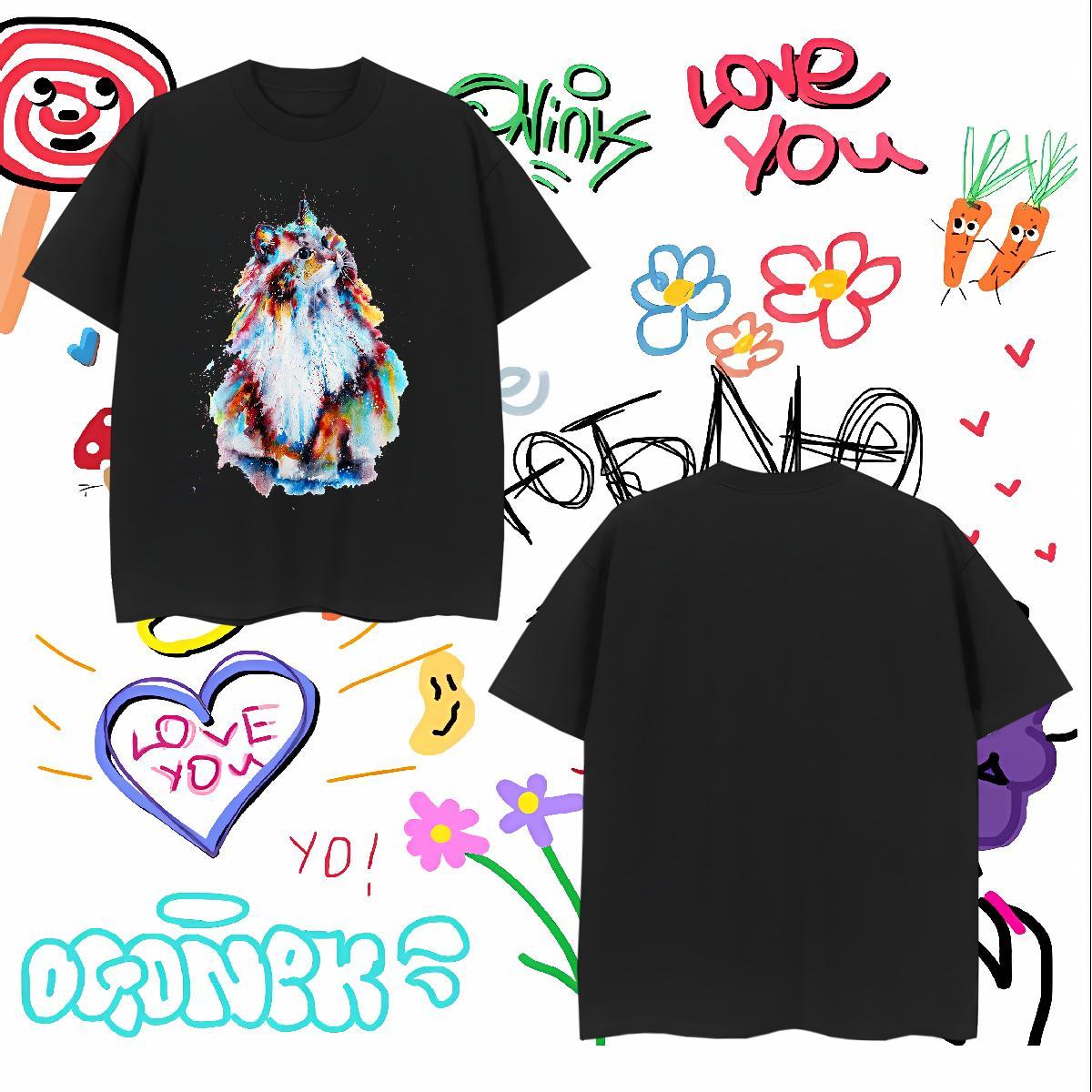 Loose Fit Men Clothes T-Shirt 100% Cotton 230g cute T-Shirts Casual Daily Wear Pure Cotton Custom Big Size Wholesale Tees Shirts