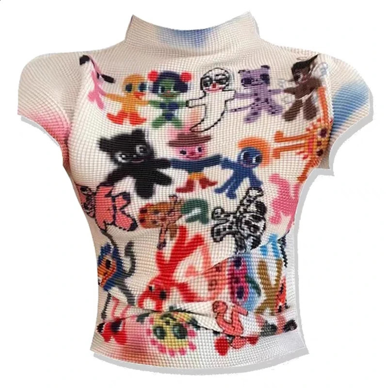Pleated top 90s vintage clothes y2k crop top clothes women harajuku fashion korean Short sleeve tee t shirt for women 240806 - view 4