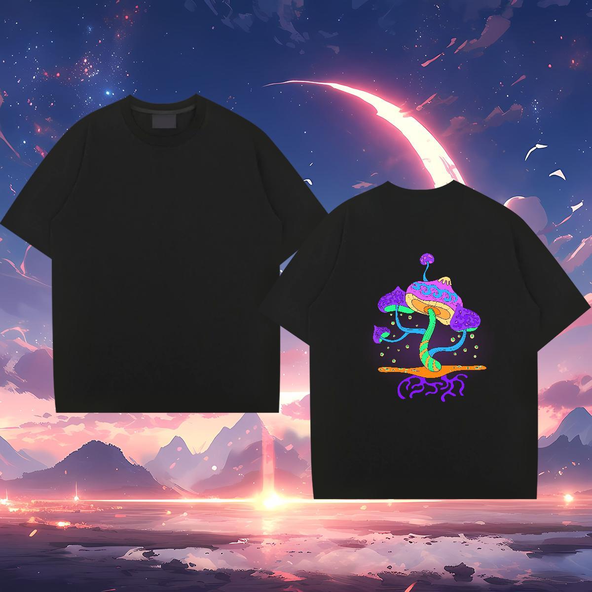 New Designer Mens T Shirts 230g Cotton mushroom Summer Casual Tee Shirt Breathable Short Sleeve Unisex Men Tshirts DIY