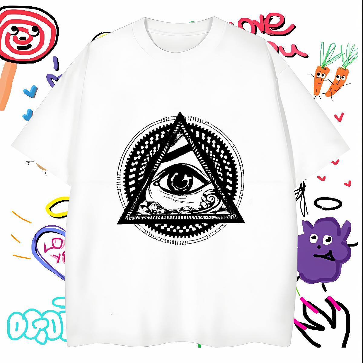 T-Shirts for Men 230g Cotton eyes Hip Hop O Neck Short Sleeves Custom Printed Mens Tshirts Classic Casual Loose Fit Wear
