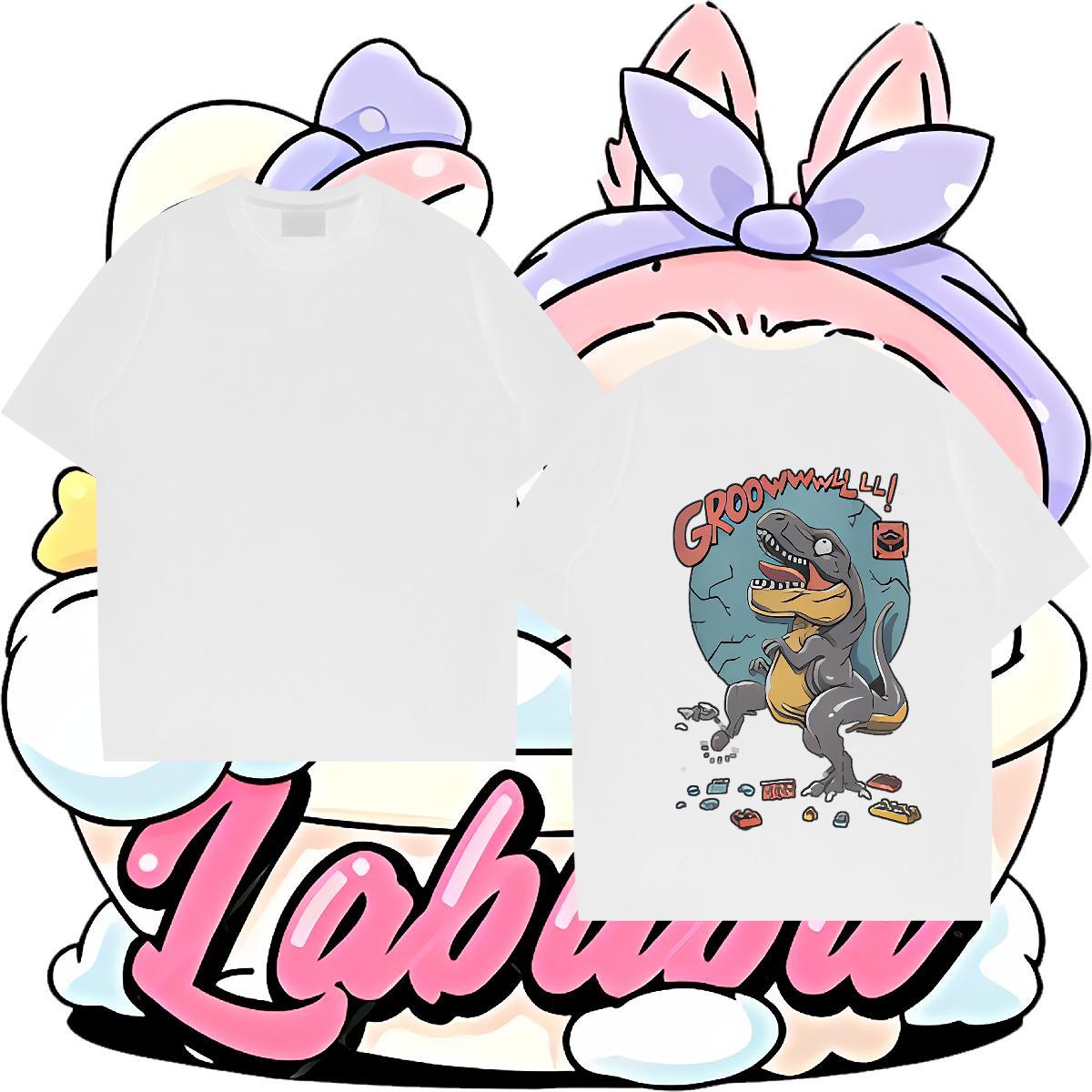 Designer T-Shirts 230g Cotton dinosaur Home Outdoor Tees Shirts Round Neck Short Sleeve High Quality Tshirts Oversized 3XL 4XL