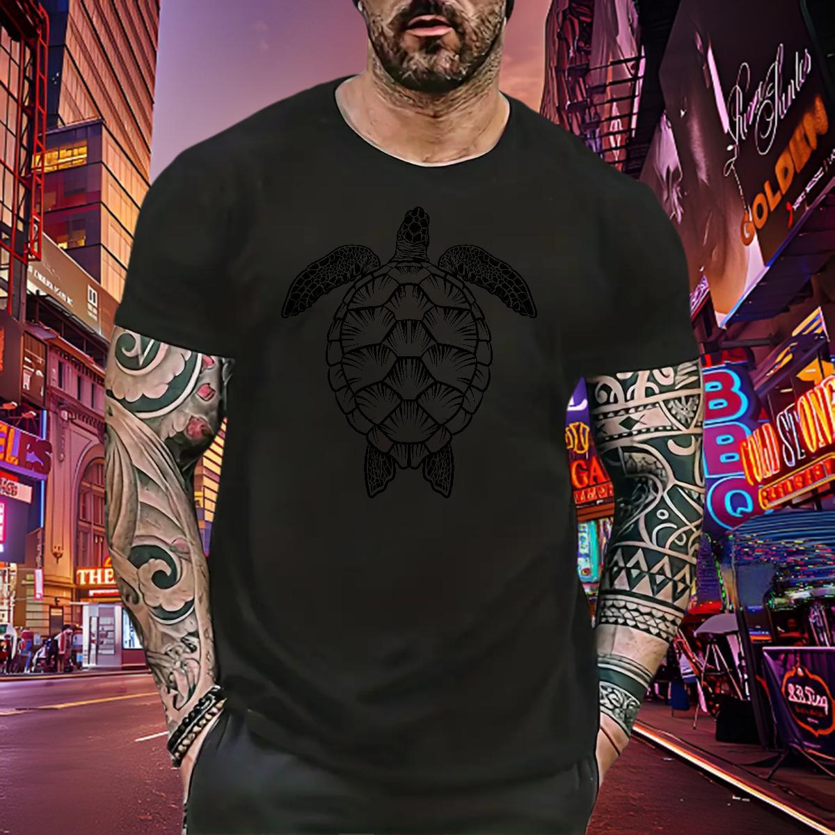 Loose Fit Men Clothes T-Shirt 100% Cotton 230g tortoise T shirt Casual Beach Breathable Soft Custom Anime New Arrival Tees Shirts